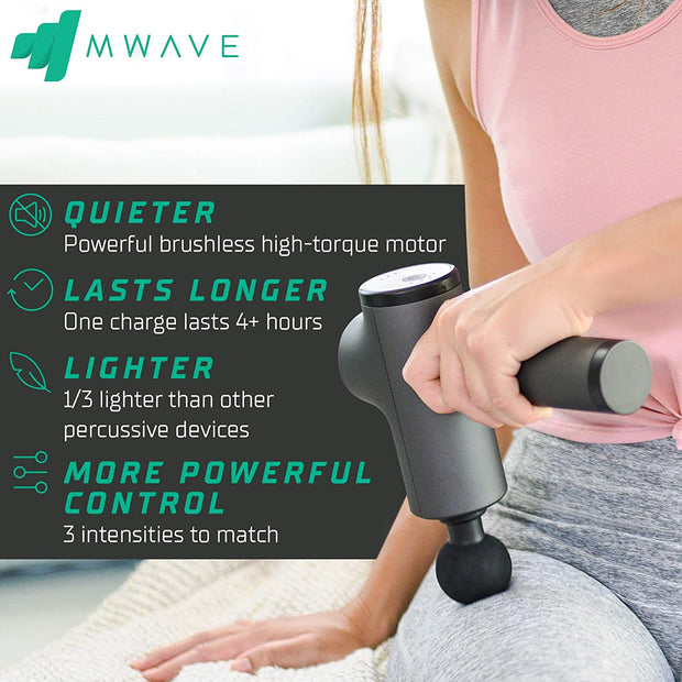 MWave Deep Tissue Muscle Massage Gun, Massage Gun for Athletes, Percussion Massager Gun, Deep Muscle Massager Gun – Quiet and Compact – 4hr Battery Life